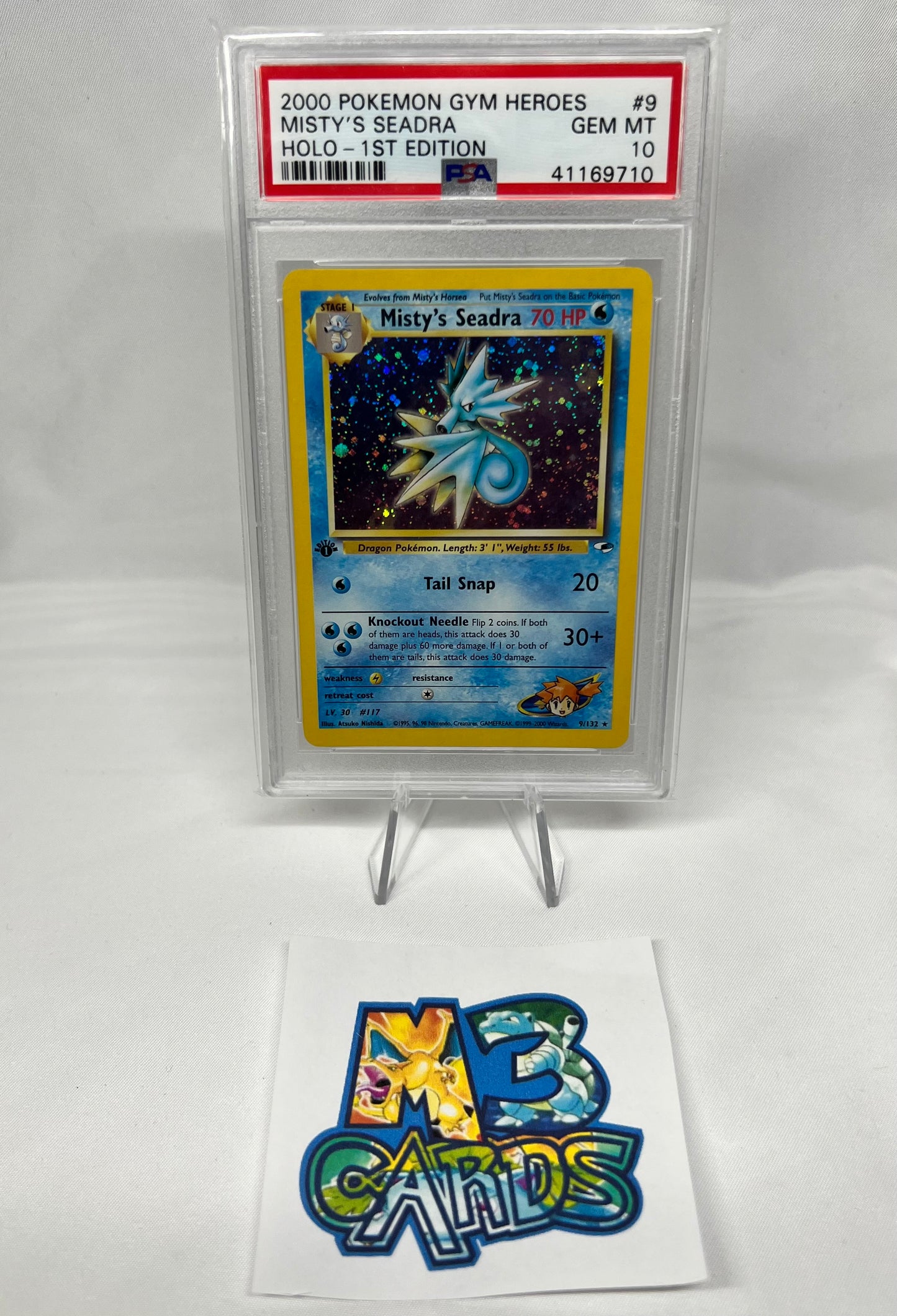 1st Edition Misty's Seadra Holo PSA 10