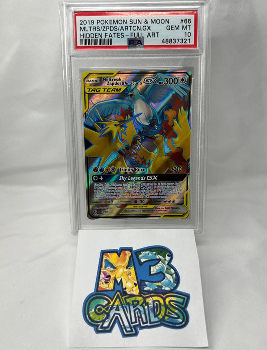 Moltres Zapdos Articuno GX Full Art PSA 10