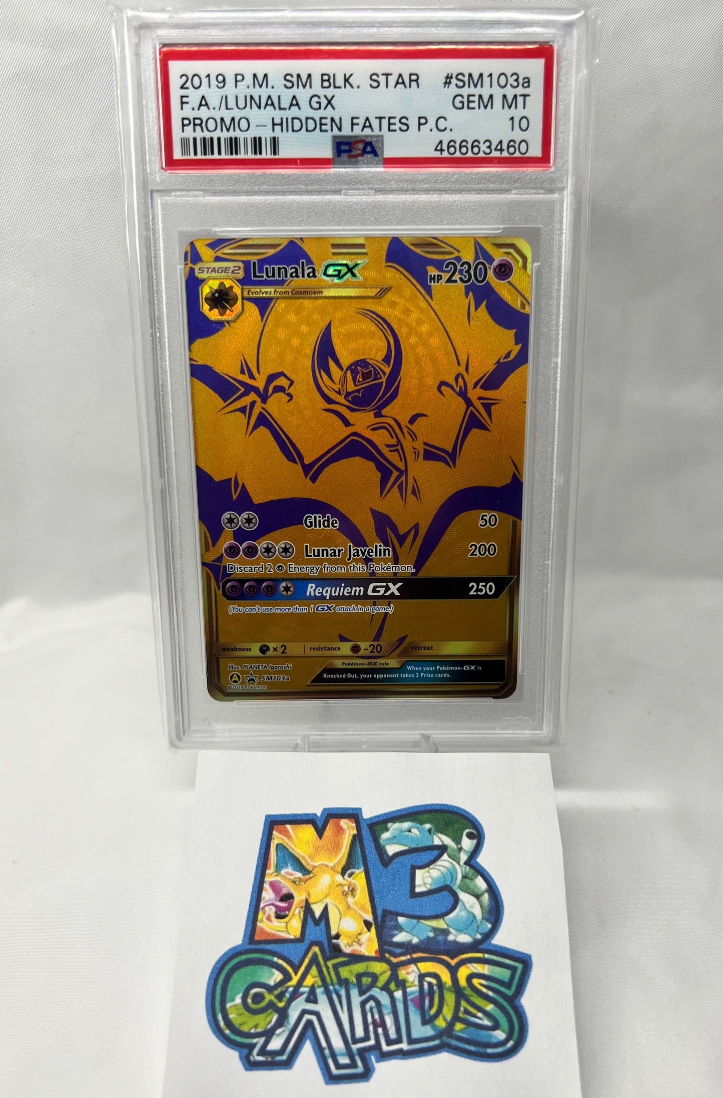 Lunala GX Full Art Hidden Fates Promo PSA 10